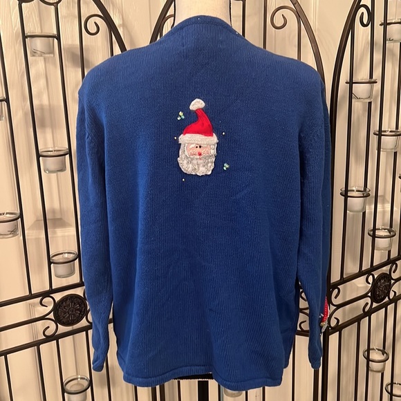 Christmas embroidered zipper front sweater - Picture 3 of 5